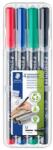 STAEDTLER Alkoholos marker készlet, OHP, 1 mm, STAEDTLER "Lumocolor® 317 M", 4 különbözõ szín (4 db) (TS317WP4)