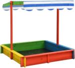 vidaXL Cutie de nisip cu acoperiș ajustabil, multicolor, lemn brad UV50 (316475)
