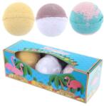 Puckator Ltd Fürdőgolyó Szett, 3 db-os - Flamingó - Trópusi illatok ( Kókusz, Ananász, Görögdinnye ), átmérő 7 cm (BATH29)