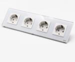 Tosyco Priză Schuko cvadruplă cu ramă din sticlă (TOS-C4SK-W)