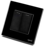 Tosyco Întrerupător dublu mecanic cu ramă din sticlă (TOS-CM2G1W-B)