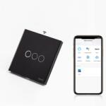 Tosyco Întrerupător triplu WIFI cu touch (tactil) din sticlă [CLONE] (TOS-C3G1WWIFI-L-B)
