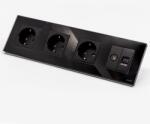 Tosyco Priză Schuko triplă + TV + LAN cu ramă din sticlă (TOS-C3SK1TV1L-B)