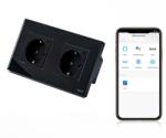 Tosyco Priză schuko WIFI dublă cu ramă din sticlă (TOS-C2SKWIFI-B)