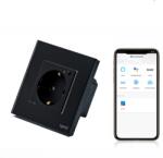 Tosyco Priză schuko WIFI simplă cu ramă din sticlă (TOS-C1SKWIFI-B)