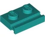 LEGO® 32028c39 - LEGO sötét türkiz lap 1 x 2 méretű, hosszanti sínnel (32028c39)
