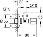 GROHE Angle Valve sarokszelep 1/2" Brushed Cool Sunrise (22037GN0) - webshop