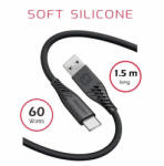 SWISSTEN Adatkábel Usb / Usb-c Textil 3, 0m Fekete (71531010)