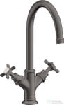 Hansgrohe AXOR MONTREUX kétkaros mosdó csaptelep DN15, automata leeresztővel, szálcsiszolt fekete króm 16502340 (16502340)