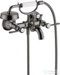 Hansgrohe AXOR MONTREUX kétkaros kádtöltő csaptelep zuhanyszettel, polírozott fekete króm 16551330 (16551330)
