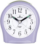 Merion ébresztőóra, quartz, lila színű műanyag tok, fehér arab számos számlap, sweep (halk járású) szerkezet (3846-5)