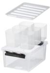 SMARTSTORE Műanyag tárolódoboz, fekete fogantyúkkal, 6 rekeszes, SMARTSTORE Classic 15 , átlátszó (3507790) - molnarpapir