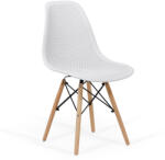  Scaun modern din plastic cu picioare din lemn de fag BUC 254 alb