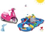 Smoby Set babytaxiu Scooter Pink Smoby şi pistă de apă AquaPlay Mountain Lake cu peşteră montană de la 18 luni (SM721002-14)