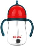 Akuku Akuku, cana cu pai din silicon si supapa mobila, 280 ml, albastru-rosu Set pentru masa bebelusi