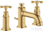 Hansgrohe AXOR MONTREUX 3 üléses mosdó csaptelep automata leeresztővel, szálcsiszolt arany hatású 16536250 (16536250)