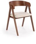 Halmar Scaun din lemn masiv pentru living si dining, tapitat cu stofa, stil scandinav, latime 55 cm, nuc/bej deschis