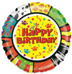Balloons4party Balon folie rotund Happy Birthday zoo 53 cm
