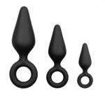 EasyToys - set plug anal cu inel - 3 piese - negru
