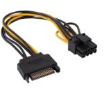 Akyga Kábel Akyga SATA tápkábel/ PCI-Express 6+2pin átalakító (AK-CA-80)