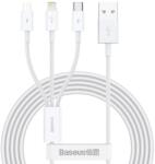Baseus CAMLTYS-02 Superior gyorstöltő adatkábel 3 az 1-ben USB-C, Lightning, MicroUSB 1, 5 m fehér