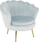 TEMPO KONDELA Fotel Art-deco stílusban, szürke-kék Velvet anyag/gold chróm-arany, NOBLIN