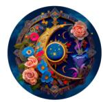 Wooden City Virágos hold fa puzzle (HE 0180-XL)