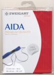 Zweigart Aida precut hímző vászon 6, 4/cm, ajándék ABC mintával, piros, 3251/954