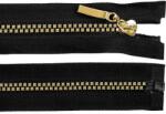 Fashion Fém hatású, műanyag, szögletes fogú, bontható cipzár, GT10, 5mm, 50cm hosszú, 590443, fekete-arany