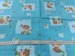 Fashion Kék alapon abc és maci mintás anyag patchwork pamutvászon, 140cm/0, 5m