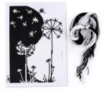 Fashion Keresztszemes himzés szett, hímzőfonallal, tűvel, 21x29, 5cm - fekete-fehér pitypang - 020946-6