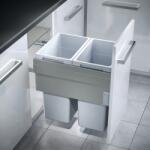 Hailo Cos de gunoi incorporabil Hailo Euro-Cargo 503.70. 532, 2 x 38 l, corp 450 mm, cos plastic, gri deschis (503.70.532) Cos de gunoi