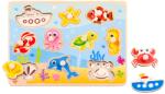 Tooky Toy Puzzle din lemn cu manere Tooky Toy - Fundul marii (108183)