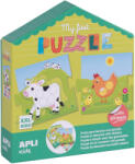 APLI Joc pentru copii APLI - Primul meu puzzle, cu 5 animale domestice si stickere (17656) Puzzle