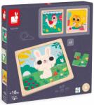 Janod Set de puzzle-uri din lemn Janod - Trio, cu animale (J07113) Puzzle