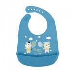 Canpol Babies szilikonos előke zsebbel Bonjour Paris, 4 hó+ (kék) (74/027_BLU)
