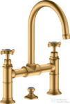 Hansgrohe AXOR MONTREUX felsőhidas mosdó csaptelep automata leeresztővel, szálcsiszolt sárgaréz hatású 16510950 (16510950)