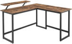 VASAGLE Sarok íróasztal monitor állvánnyal, rusztikus barna 140x130x92cm (LWD56X)