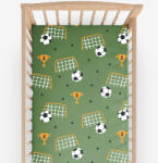 Goldea gyermek körgumis pamut lepedő kiságyba - futballvilág 70 x 140 cm