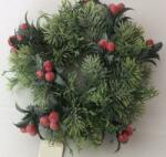  Coronita brad artificial+bobite rosii pentru decoratiuni florale (8309)