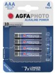 AgfaPhoto Mikroelem AAA, alkáli mangán, 1, 5V, 4 db, Agfa LR03, AAA, LR3, AM4M8A, AM4, S