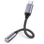 DeTech Преходник DeTech, USB-C - 3.5mm (F), Сив - 17833