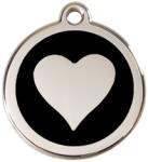 Red Dingo Rozsdamentes szív mintás acél biléta fekete - dogshop