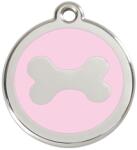 Red Dingo Rozsdamentes vízsz. csont mintás acél biléta rózsaszín - dogshop