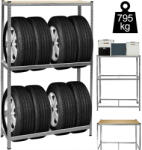 Jurhan Raft pentru anvelope TYRE, 120x40x180cm, max. 795kg, argintie/deschis maro Raft