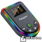  BLUETOOTH audio transmitter 2 az 1-ben - adó és vevő is, FM transmitterrel csatlakozik autórádióra, 5.3, TX és RX mód, AUX, TF kártyaolvasó max 32gb, RGB LED, digitális kijelző, 300mAh beépített akkum