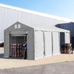 TOOLPORT Ipari sátor, 4x10m, PVC ponyva, szürke, padlókerettel, statikai megerősítés nélkül Raktár sátor - (79800)