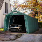 TOOLPORT Ponyvagarázs, 3, 3x7, 2m, PVC ponyva, sötét zöld, statikai megerősítéssel (kemény alap) Sátorgarázs, Autó sátor, Fóliagarázs - (68537)