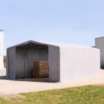 TOOLPORT Ponyva csarnok, 8x10m, PVC ponyva, szürke, statikai megerősítés nélkül Takarmánytároló sátor, Mobil istálló, Szénatároló sátor - (79962)