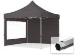 TOOLPORT Összecsukható pavilon, Aluminium, 3x3m, 2 oldalpanellel együtt, sötétszürke Pavilon sátor, Piaci sátor, Pop up sátor - (600167)